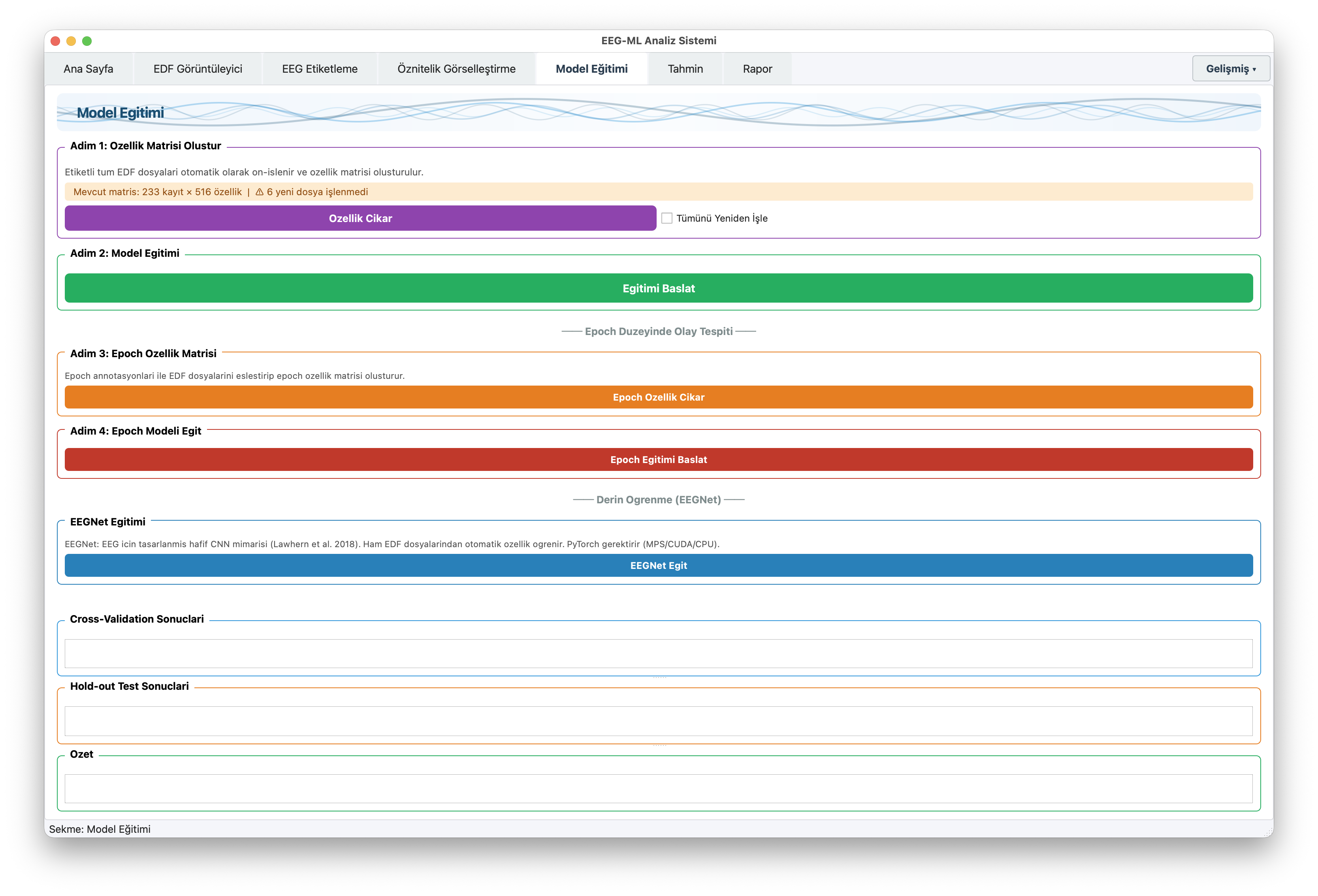 EEGVision model eğitimi - XGBoost, LightGBM ve EEGNet derin öğrenme eğitim sonuçları